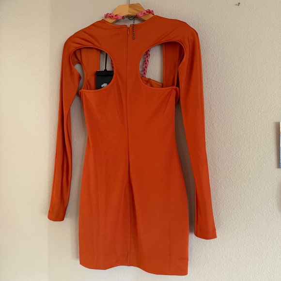 Dundas x Revolve Ashleigh Cut Out Chain Mini Dress Orange Pink Size XS NWT - Picture 8 of 13